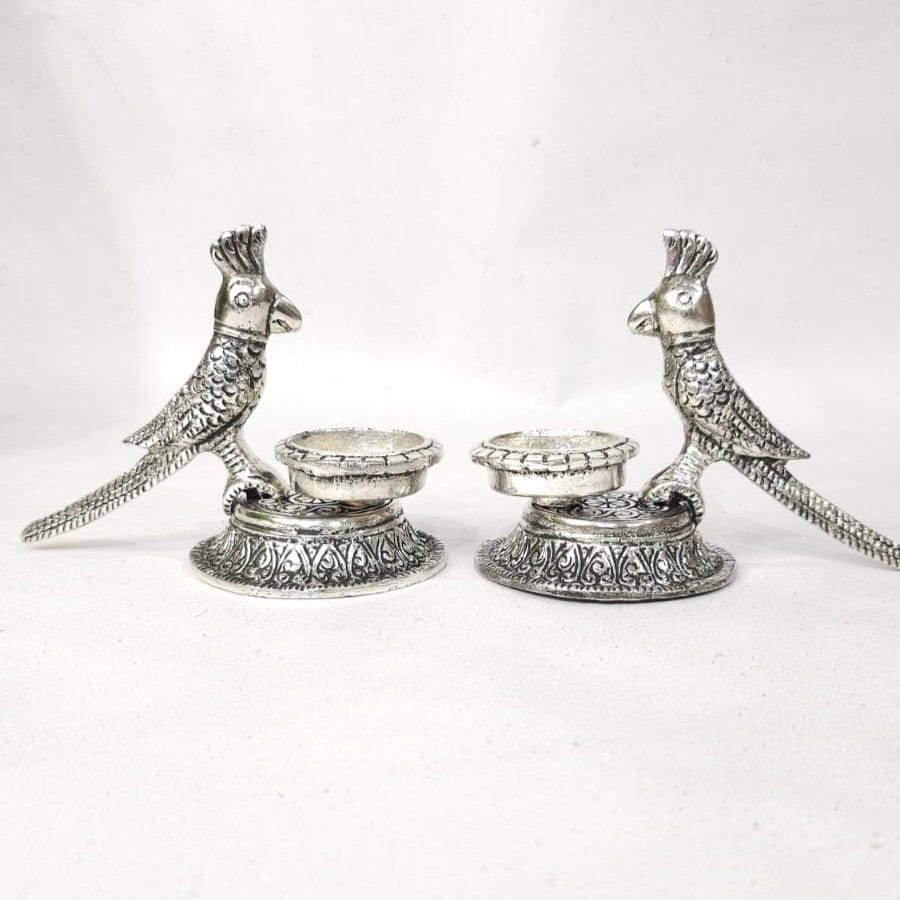 Parrot Twin Brass Diya - Elegant Traditional Deor & Puja Accessory by WrapArts