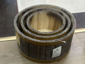 Round Wooden Tray Set – Grey (3 Pcs, Handmade)