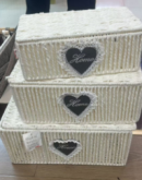 White Jute Gift Storage Box Set of 3 – Rectangular with Lids