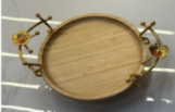 Round Bamboo Gift Tray with Decorative Handles