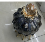 Blue Ribbed Pedestal Vase