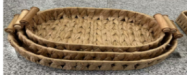 Round Woven Roti & Bread Basket Set of 3 – Multipurpose Serving Trays with 2 bamboo handle