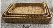 Oval Wicker Basket Set with Bamboo Handles